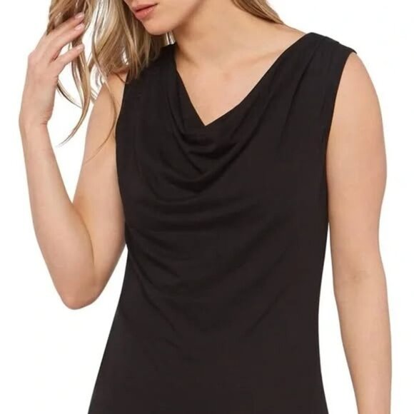 Sexy Black Calvin Klein Cowl Neck Sleeveless Tank, size Medium - Picture 1 of 10